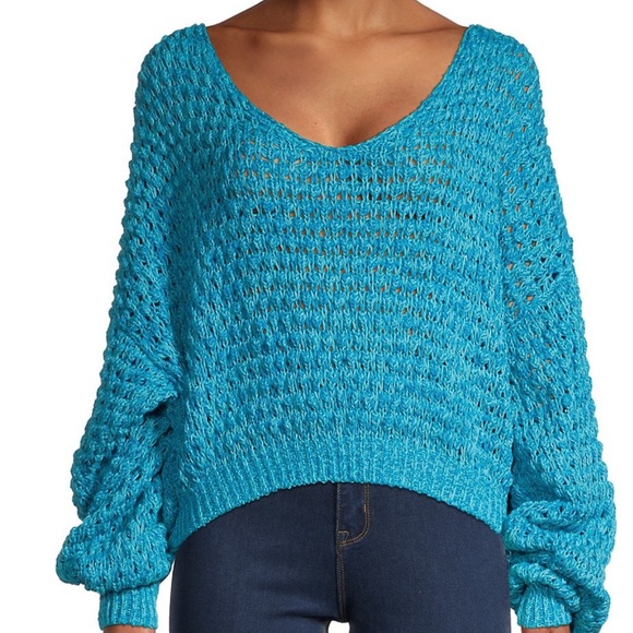 FREE PEOPLE Coconut Loose-Weave V-Neck Sweater - Picture 4 of 10